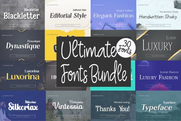 Unlimited Mega Bundle: 30 Modern Fonts for Creative Design